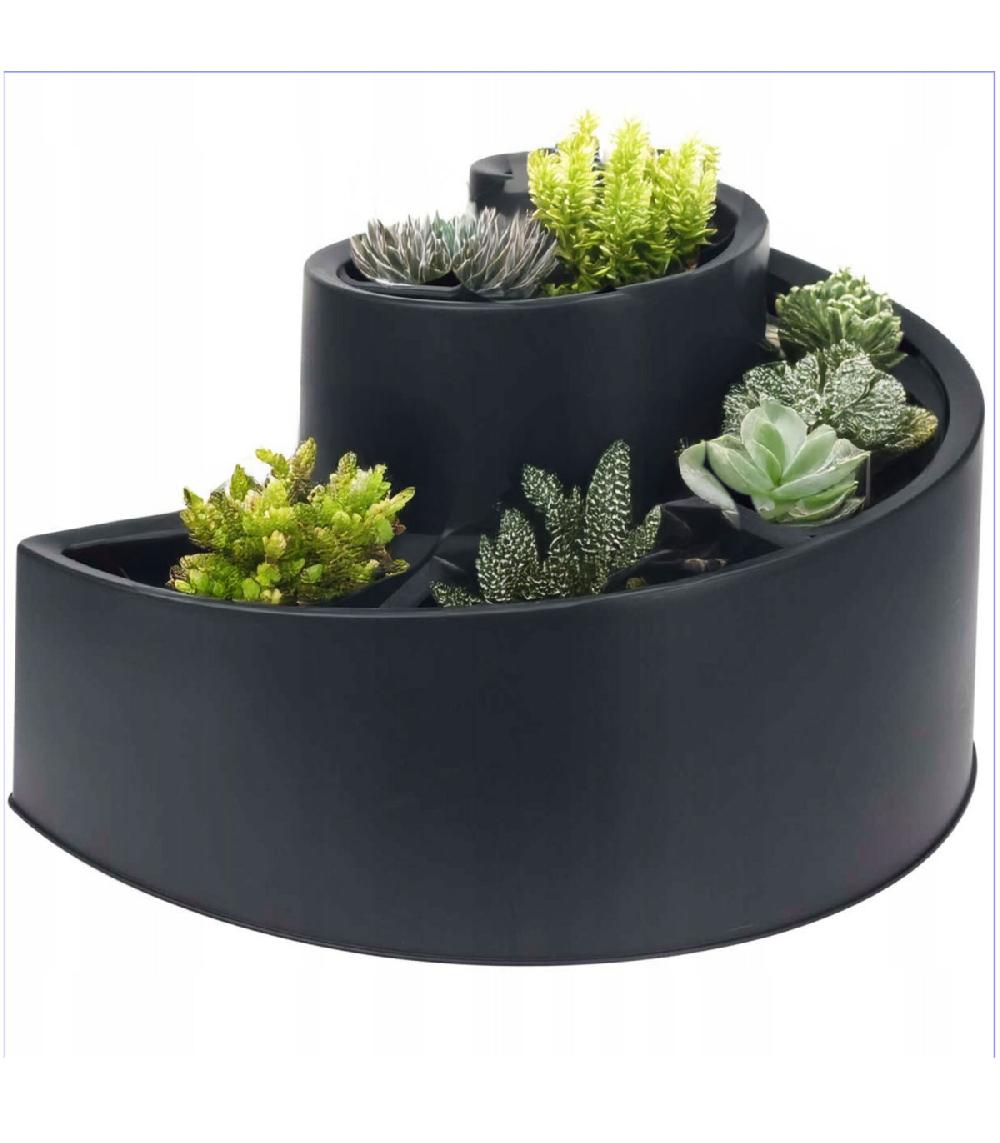 Wadiga Cache-pot Spirale Polyéthylène Noir 54x45x34cm