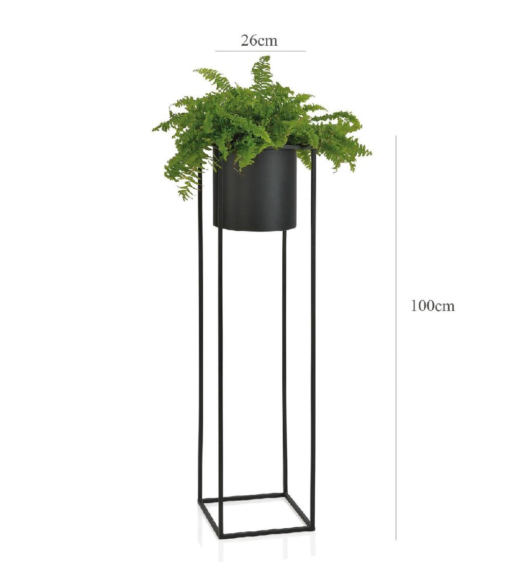 Wadiga Cache-pot Sur Pied En Métal Noir - Hauteur 100cm