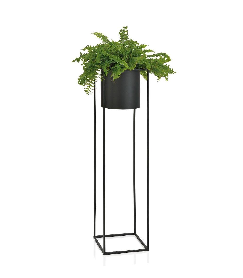 wadiga Cache-pot sur Pied en Métal Noir - Hauteur 100cm