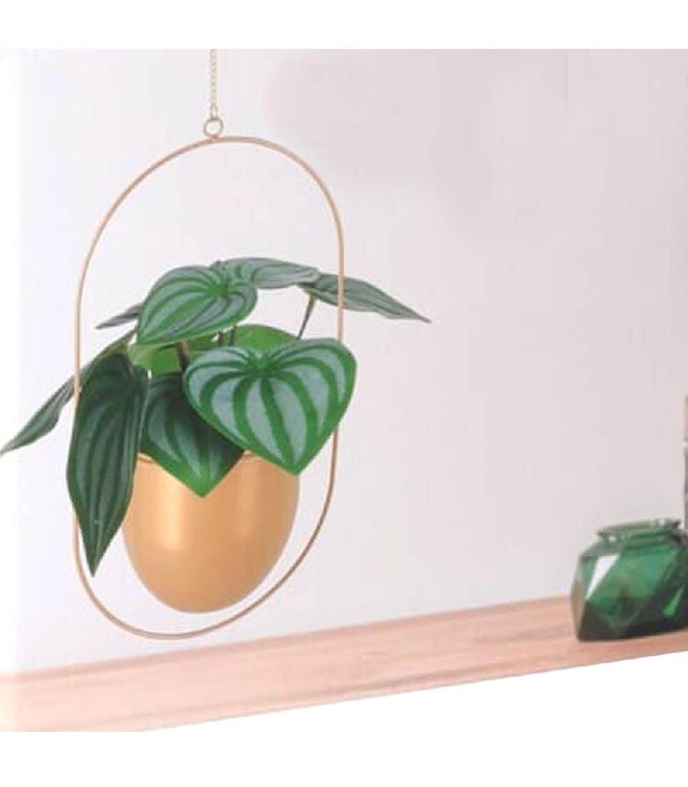 Wadiga Cache-pot Suspendu En Métal Doré 20.5x15x39cm