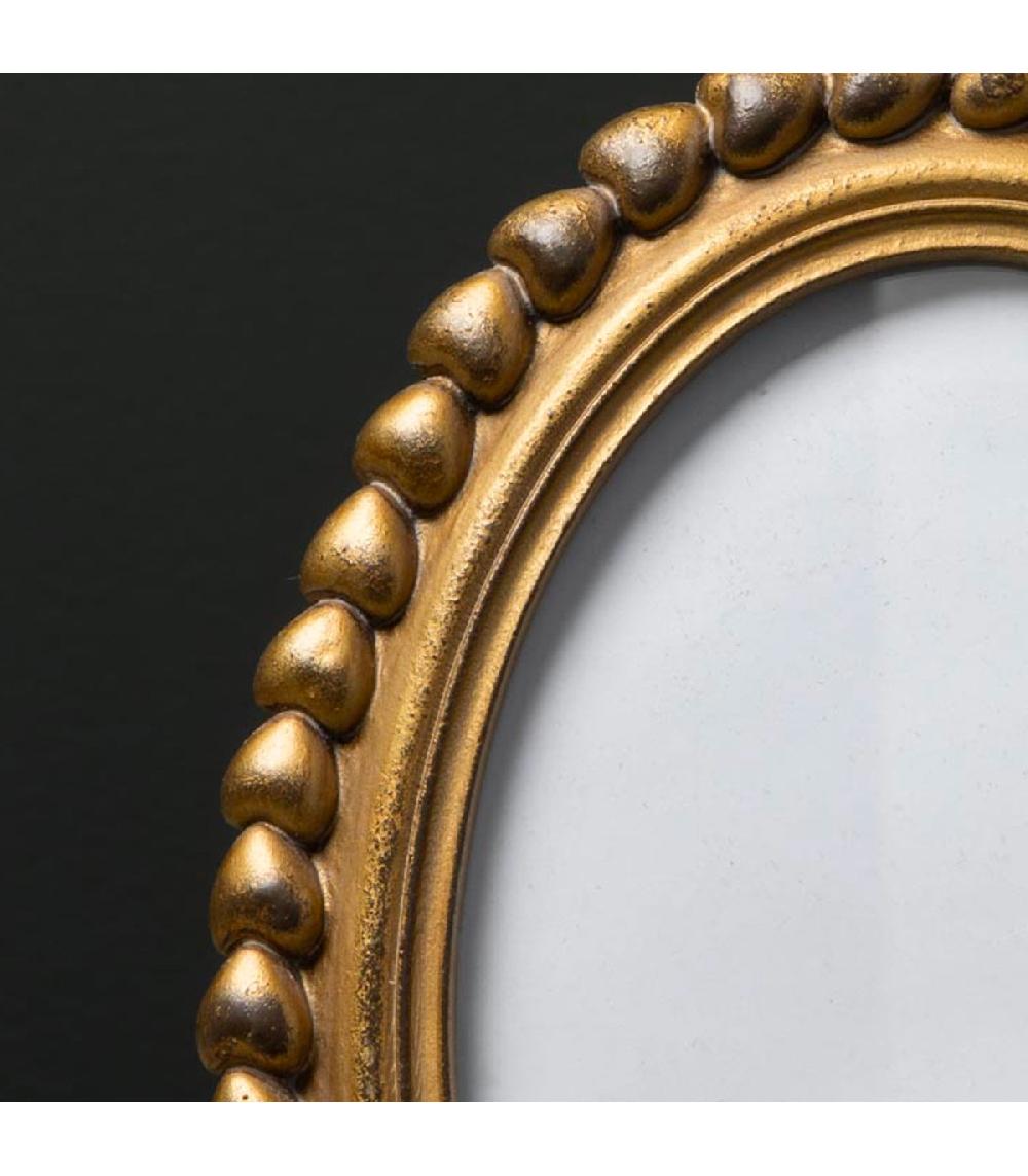 Wadiga Cadre Photo à Poser Ovale Doré Coeurs 19x14cm