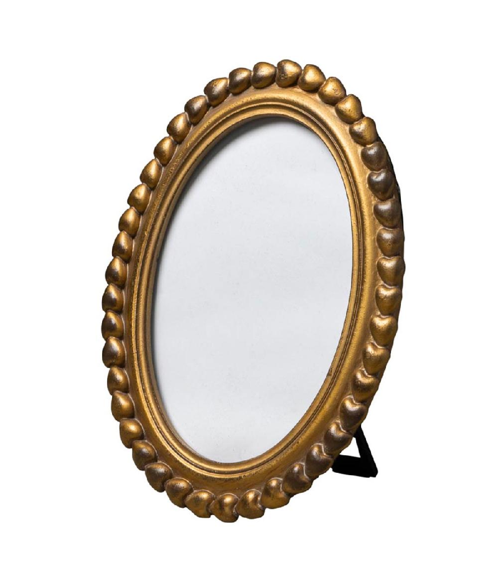 wadiga Cadre photo à poser ovale doré coeurs 19x14cm