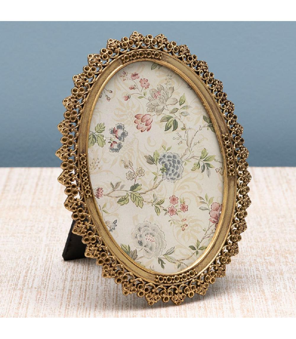 Wadiga Cadre Photo à Poser Ovale En étain Doré 15.5x11.5cm