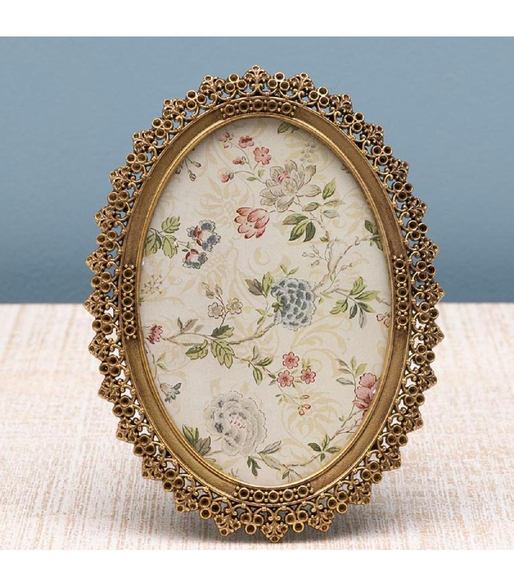 Wadiga Cadre Photo à Poser Ovale En étain Doré 15.5x11.5cm