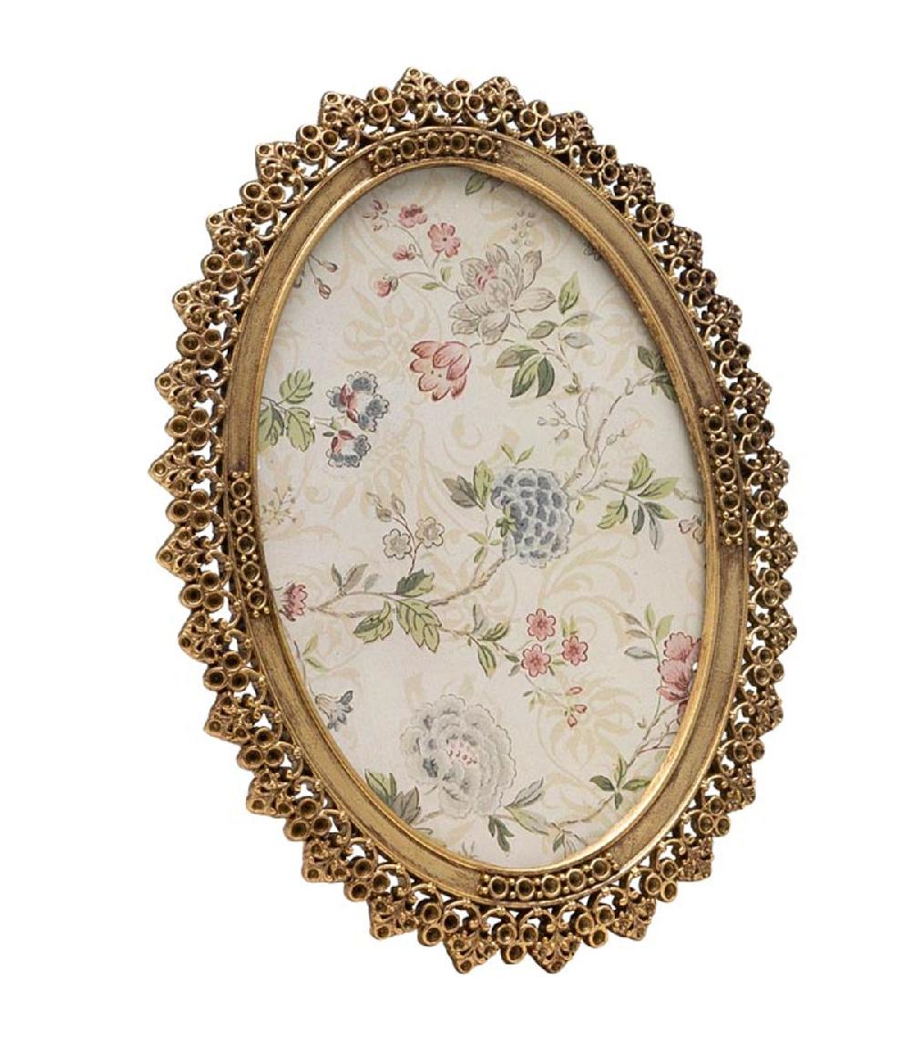 wadiga Cadre photo à poser ovale en étain doré 15.5x11.5cm