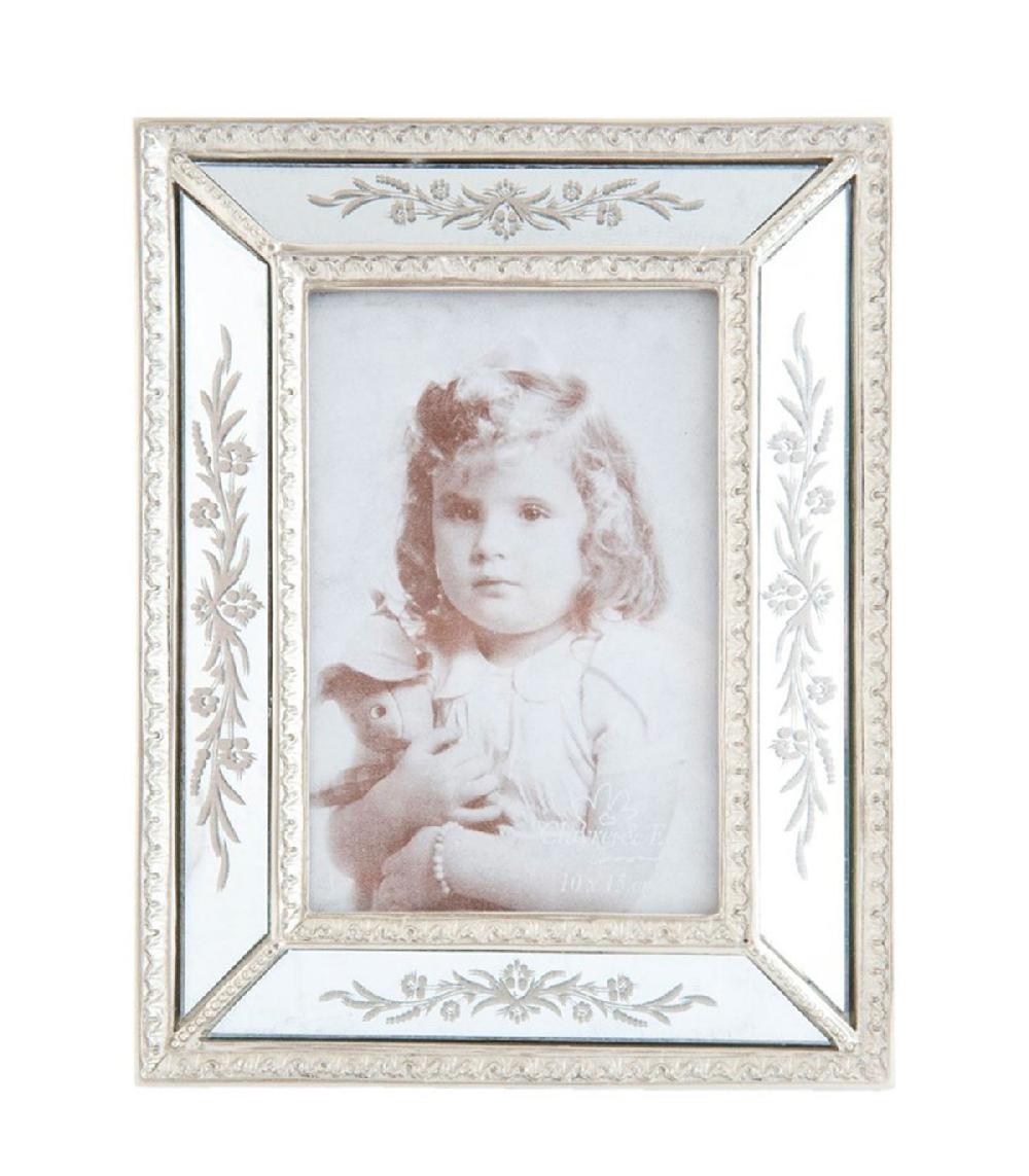 wadiga Cadre photo classique mural ou à poser en résine argenté et miroirs 10x15cm