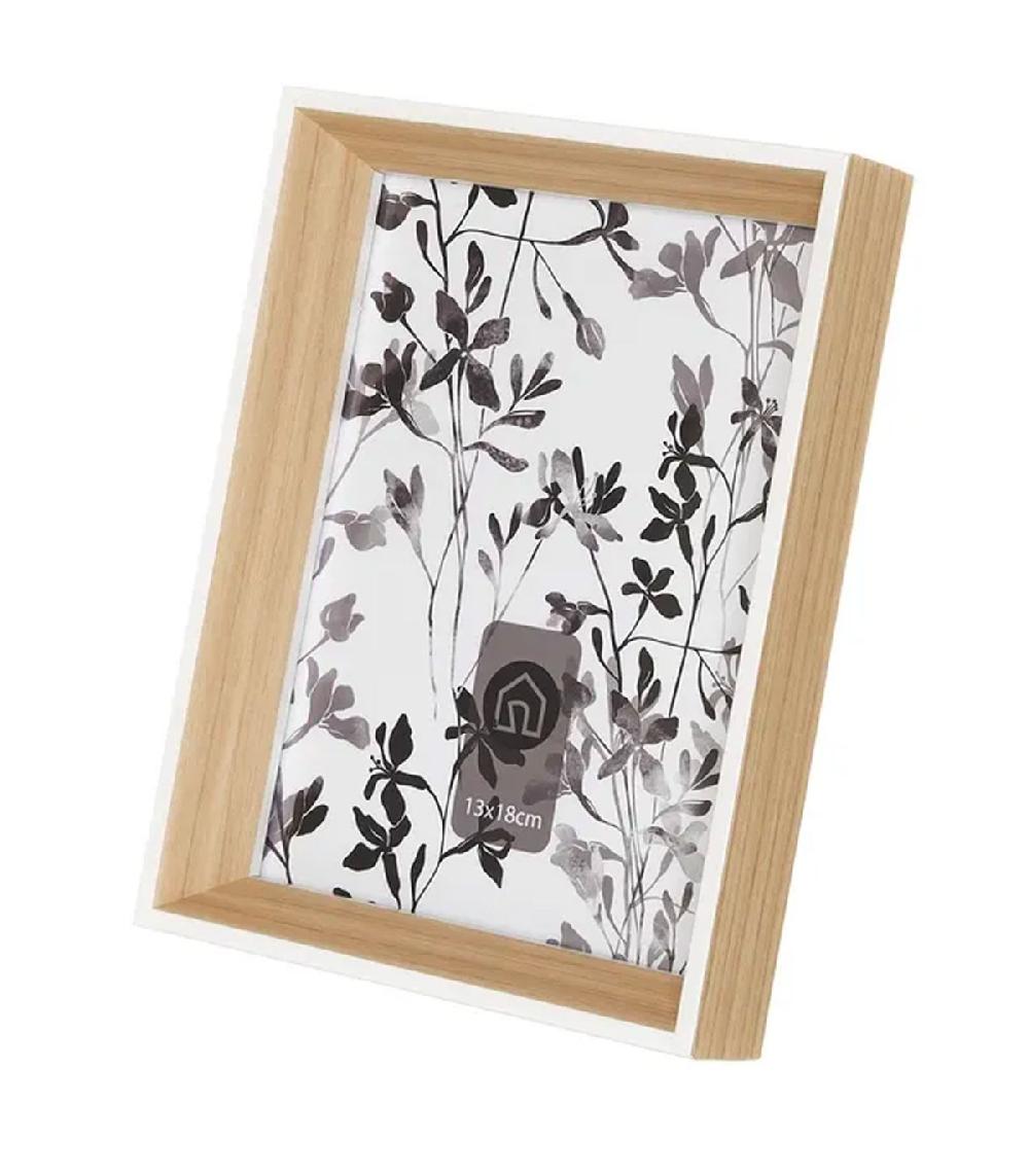 wadiga Cadre photo en plastique couleur bois et blanc 13x18cm