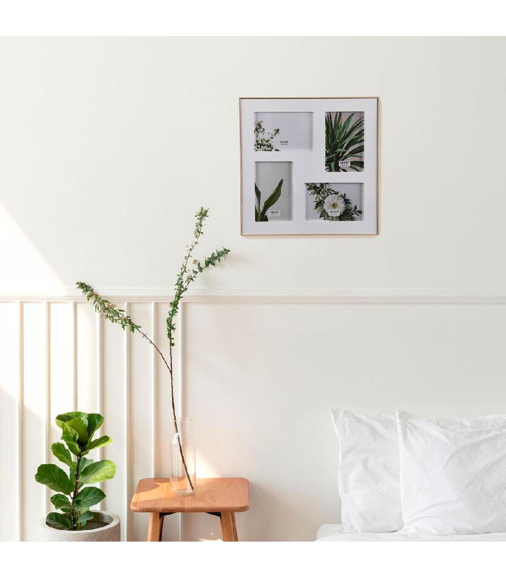 Wadiga Cadre Photo Multiple Effet Bois 4 Photos 31.5x31.5cm