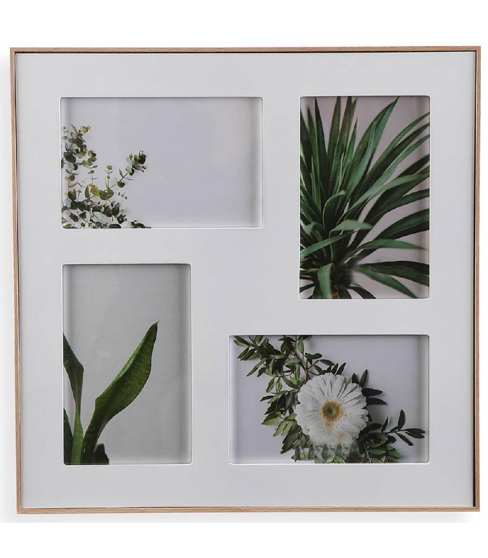 wadiga Cadre photo multiple effet bois 4 photos 31.5x31.5cm