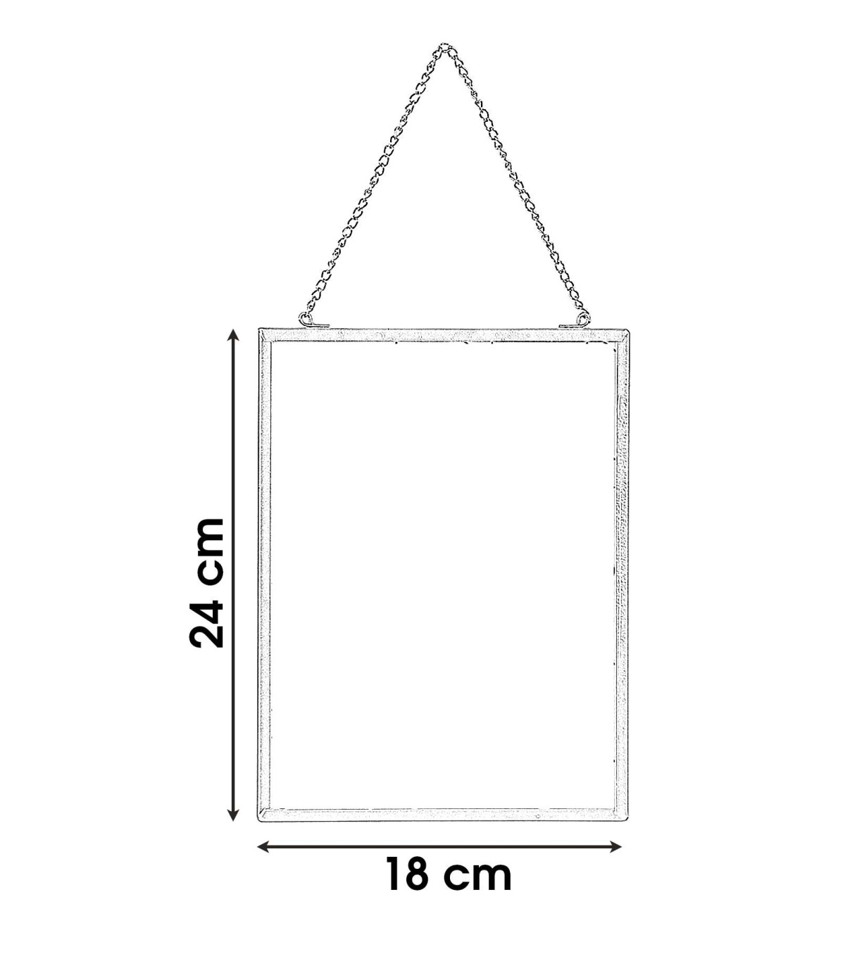 Wadiga Cadre Photo Mural En Verre Et Métal Doré Avec Chaînette - 24X18cm