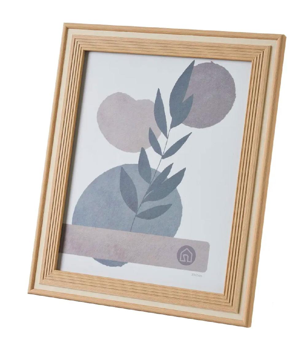 wadiga Cadre photo mural ou à poser couleur bois et beige 20x25cm