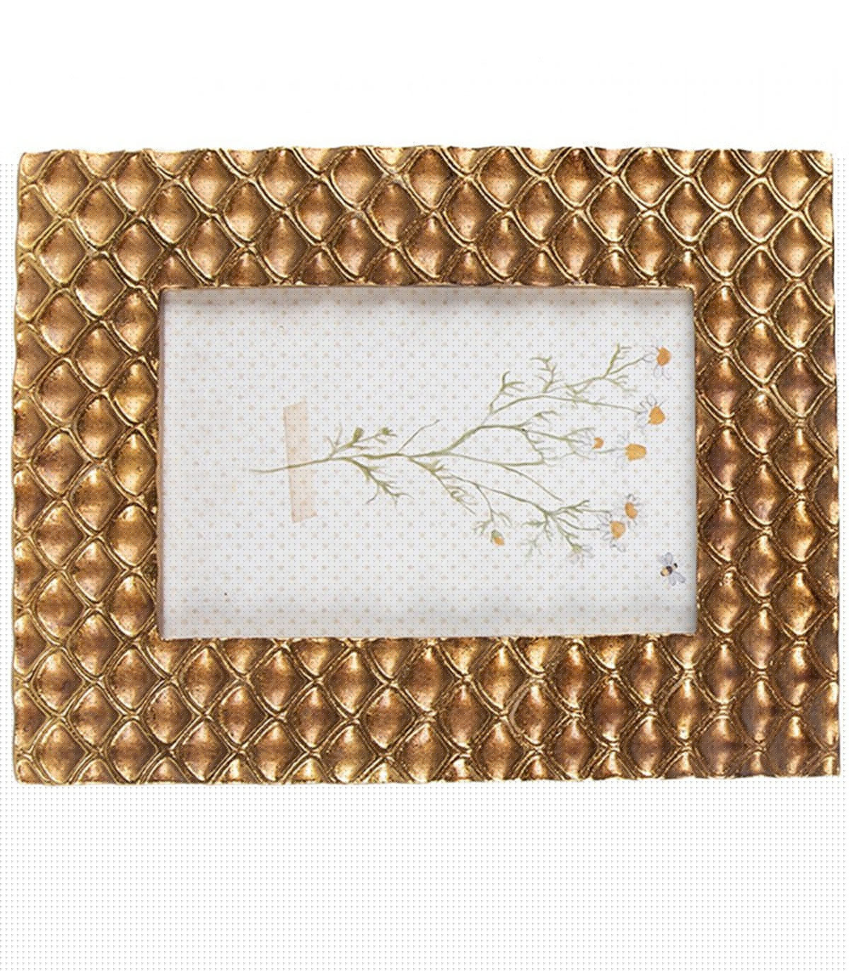 Wadiga Cadre Photo Mural Ou à Poser En Résine Dorée 17x1x21cm