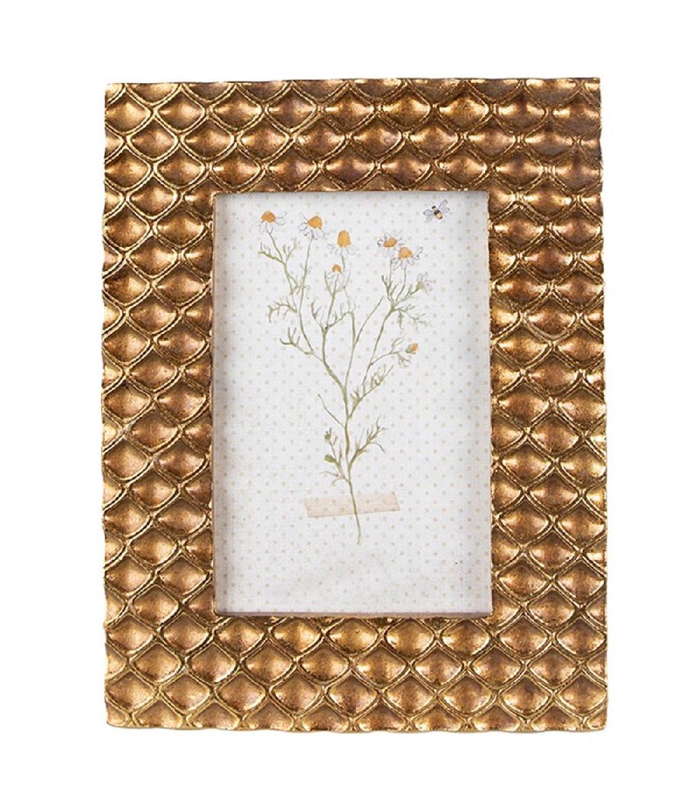 wadiga Cadre photo mural ou à poser en résine dorée 17x1x21cm