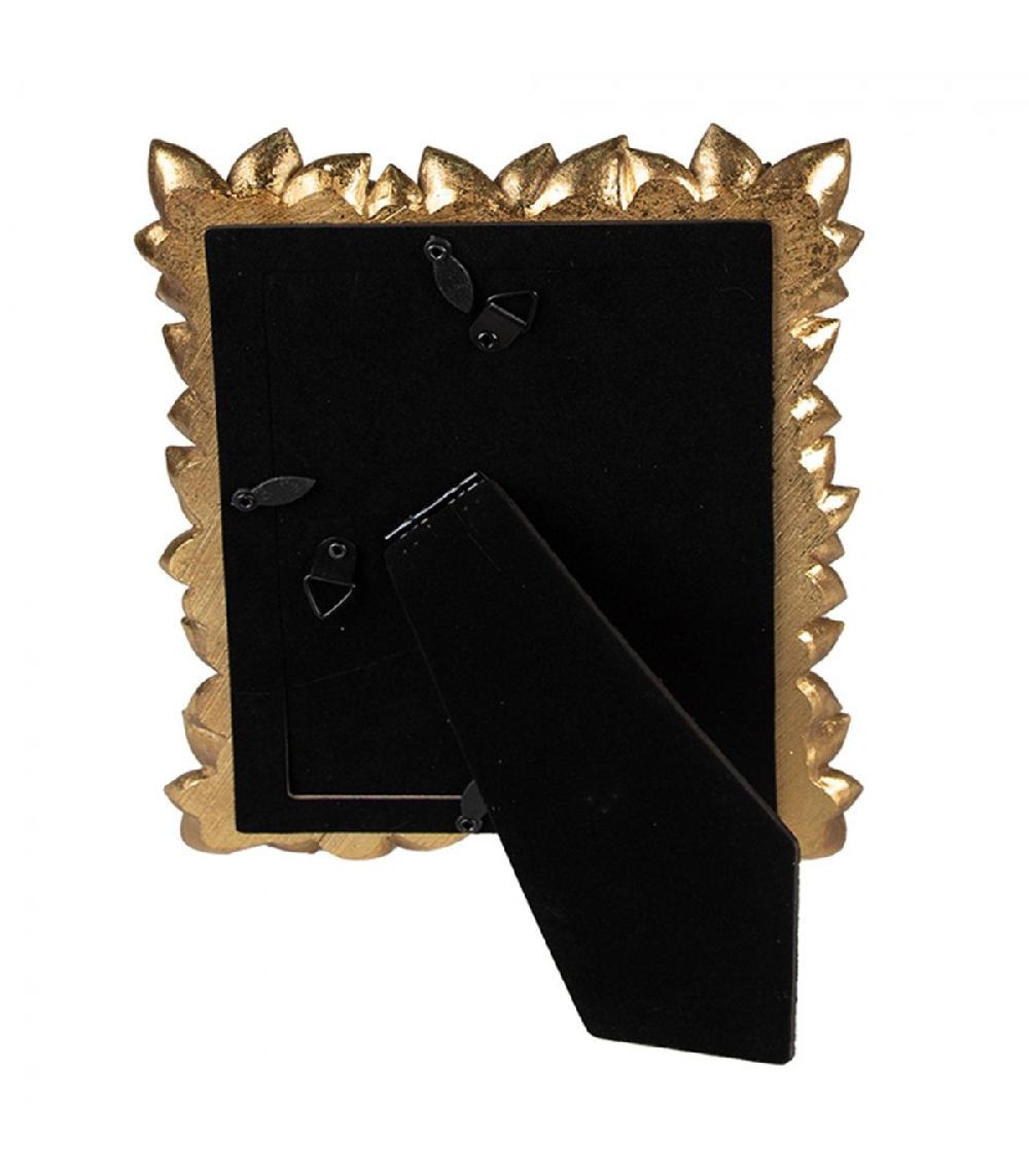 wadiga Cadre photo mural ou à poser en résine dorée fleurs16x2x21cm