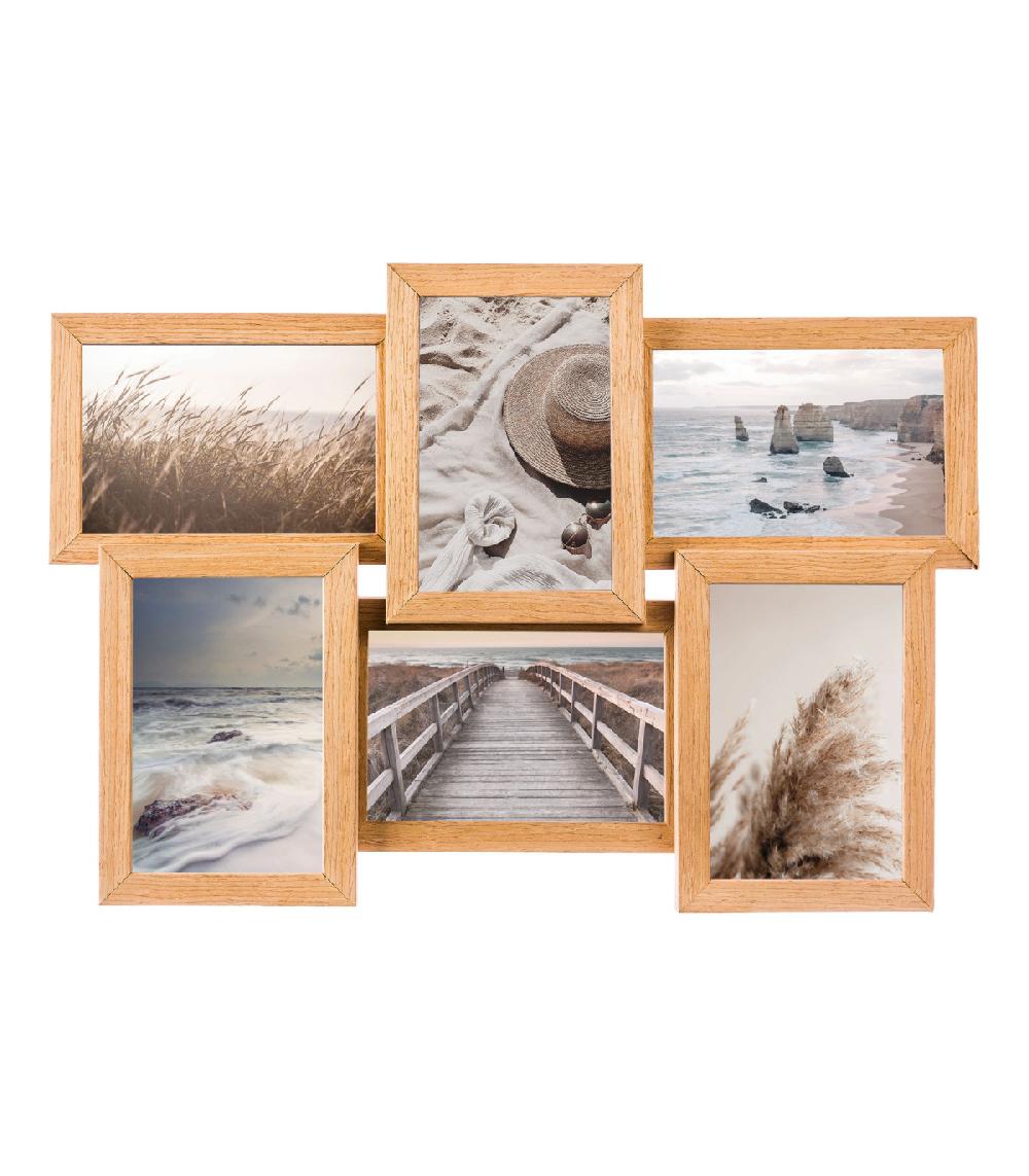 wadiga Cadre photo pêle-mêle bois 6 photos 44.5x3.8x31.5cm