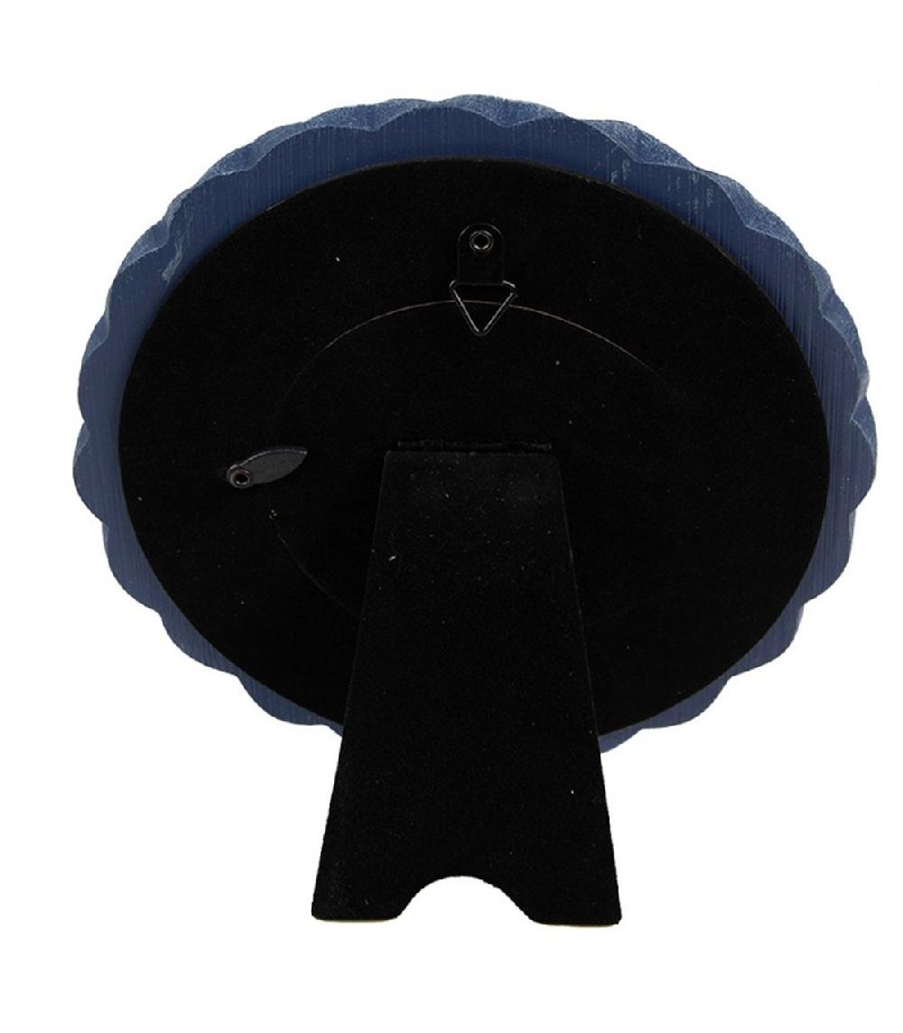 Wadiga Cadre Photo Rond Mural Ou à Poser En Résine Bleu 16x16x2cm