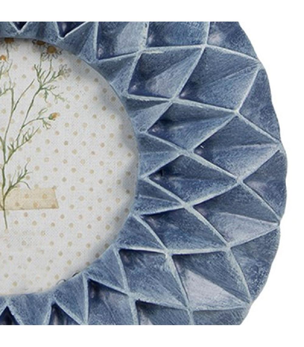 Wadiga Cadre Photo Rond Mural Ou à Poser En Résine Bleu 16x16x2cm