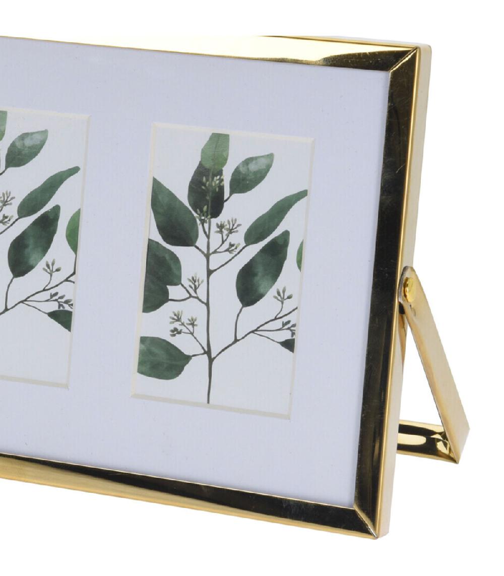 Wadiga Cadre Photo Triple à Poser En Métal Doré Et Verre 22x12x1cm