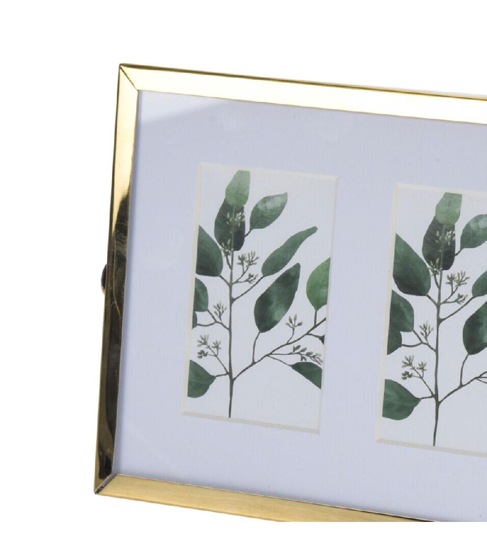Wadiga Cadre Photo Triple à Poser En Métal Doré Et Verre 22x12x1cm