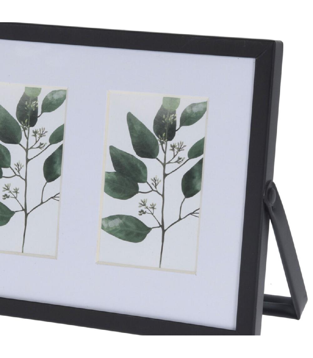 Wadiga Cadre Photo Triple à Poser En Métal Noir Et Verre 22x12x1cm