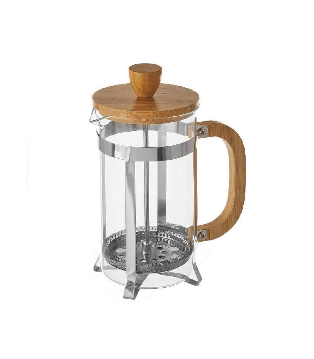 wadiga Cafetière à piston en verre transparent et bambou - 600ml