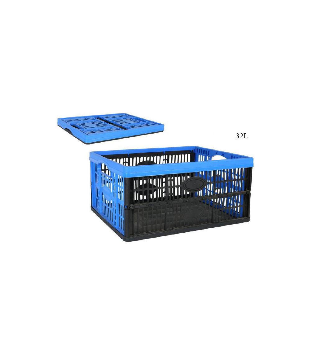 Wadiga Caisse Pliable En Plastique Bleu Et Noir - 32L
