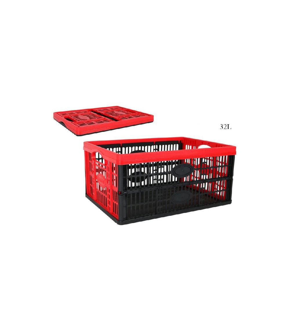 Wadiga Caisse Pliable En Plastique Rouge Et Noir - 32L