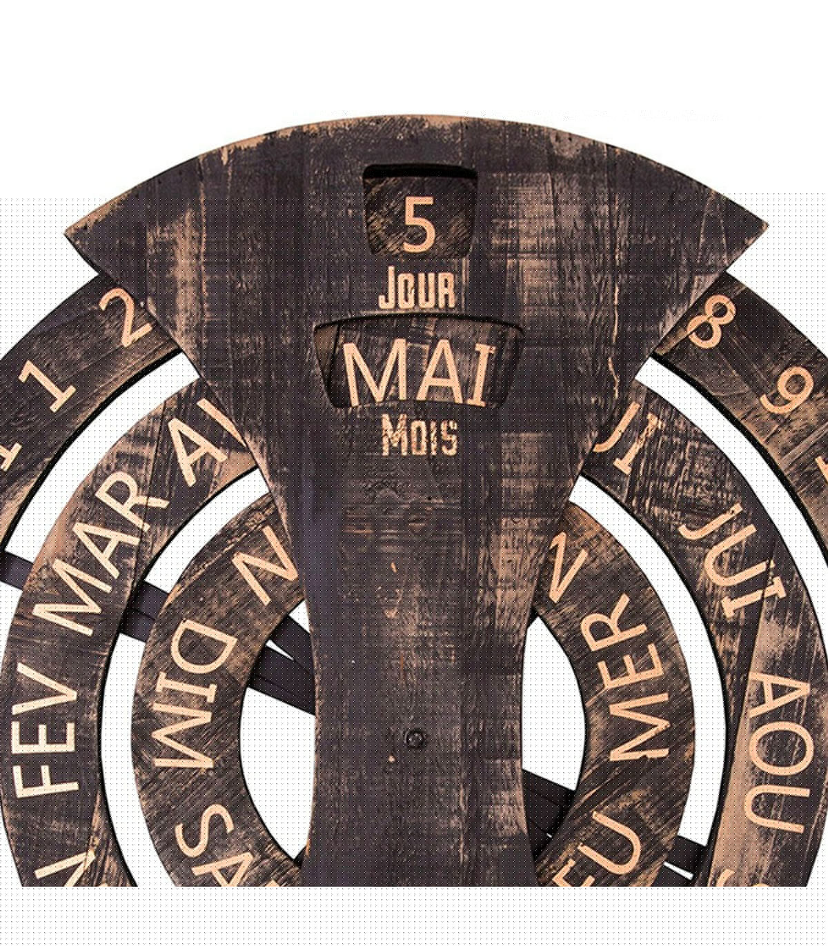 Wadiga Calendrier Perpétuel Mural En Bois 55x5x60cm