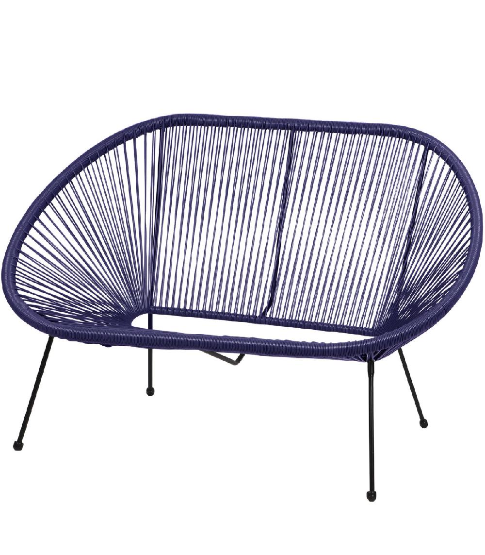 wadiga Canapé de jardin 2 places en résine bleu Strings 137x92x85cm
