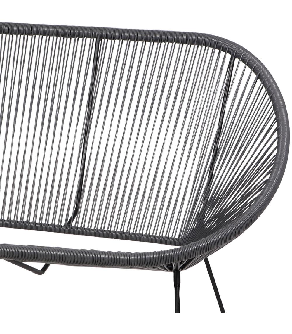 Wadiga Canapé De Jardin 2 Places En Résine Gris Anthracite Strings 137x92x85cm