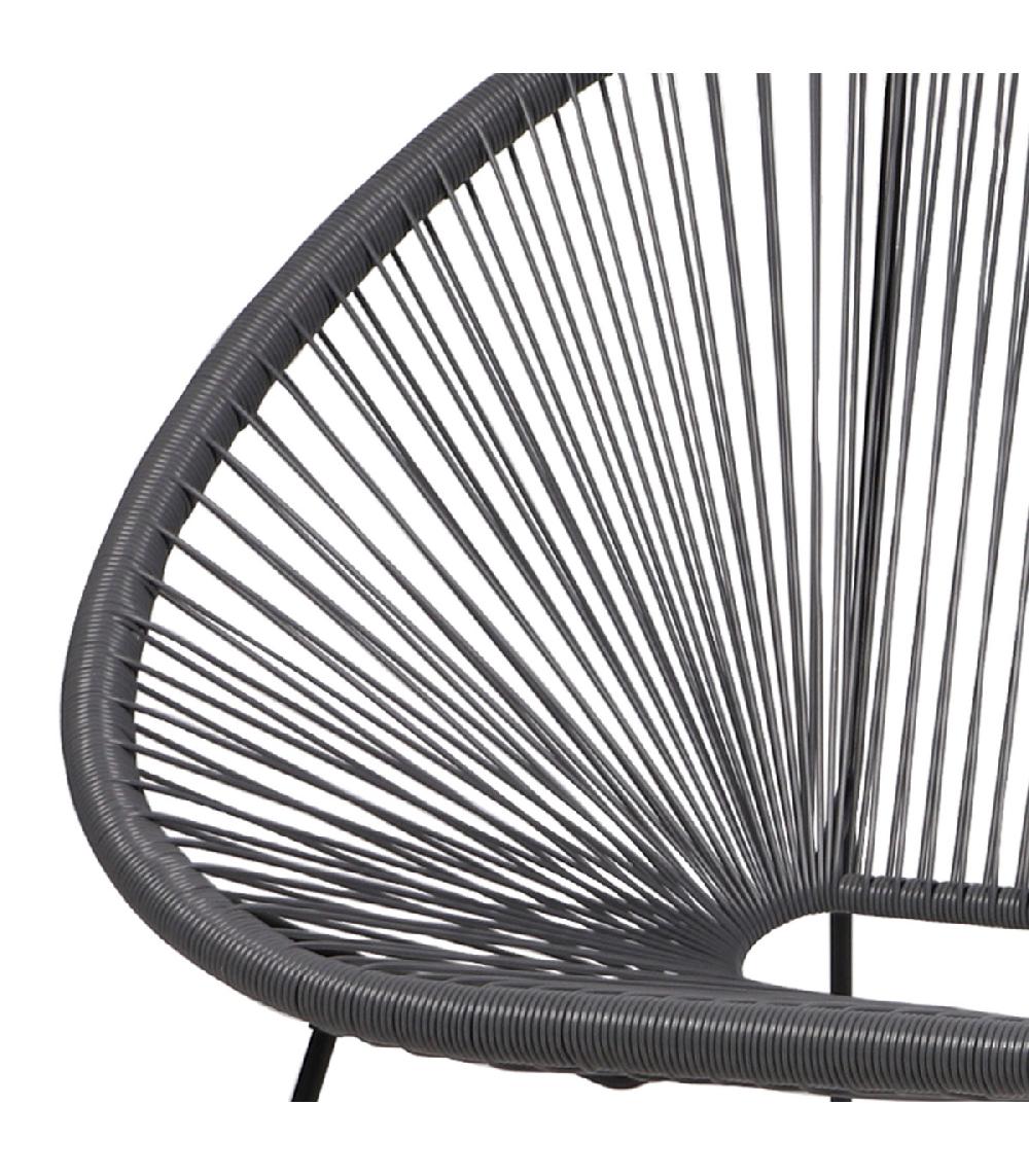 Wadiga Canapé De Jardin 2 Places En Résine Gris Anthracite Strings 137x92x85cm