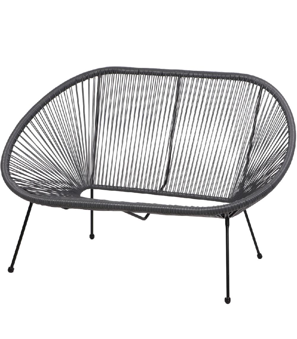 wadiga Canapé de jardin 2 places en résine gris anthracite Strings 137x92x85cm