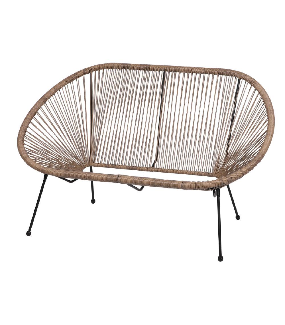 wadiga Canapé de jardin 2 places en résine taupe Strings - 137x92x85cm