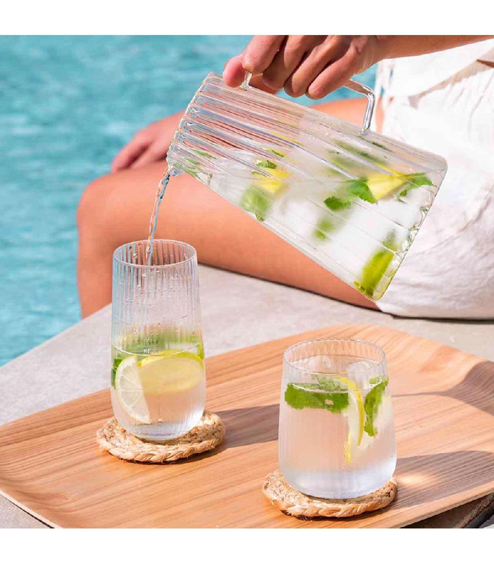 Wadiga Carafe à Eau En Verre Strié 1L 12.5x12.5x20cm