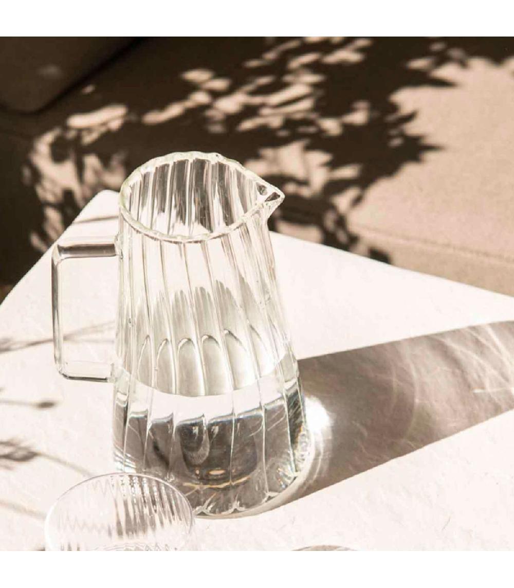 Wadiga Carafe à Eau En Verre Strié 1L 12.5x12.5x20cm