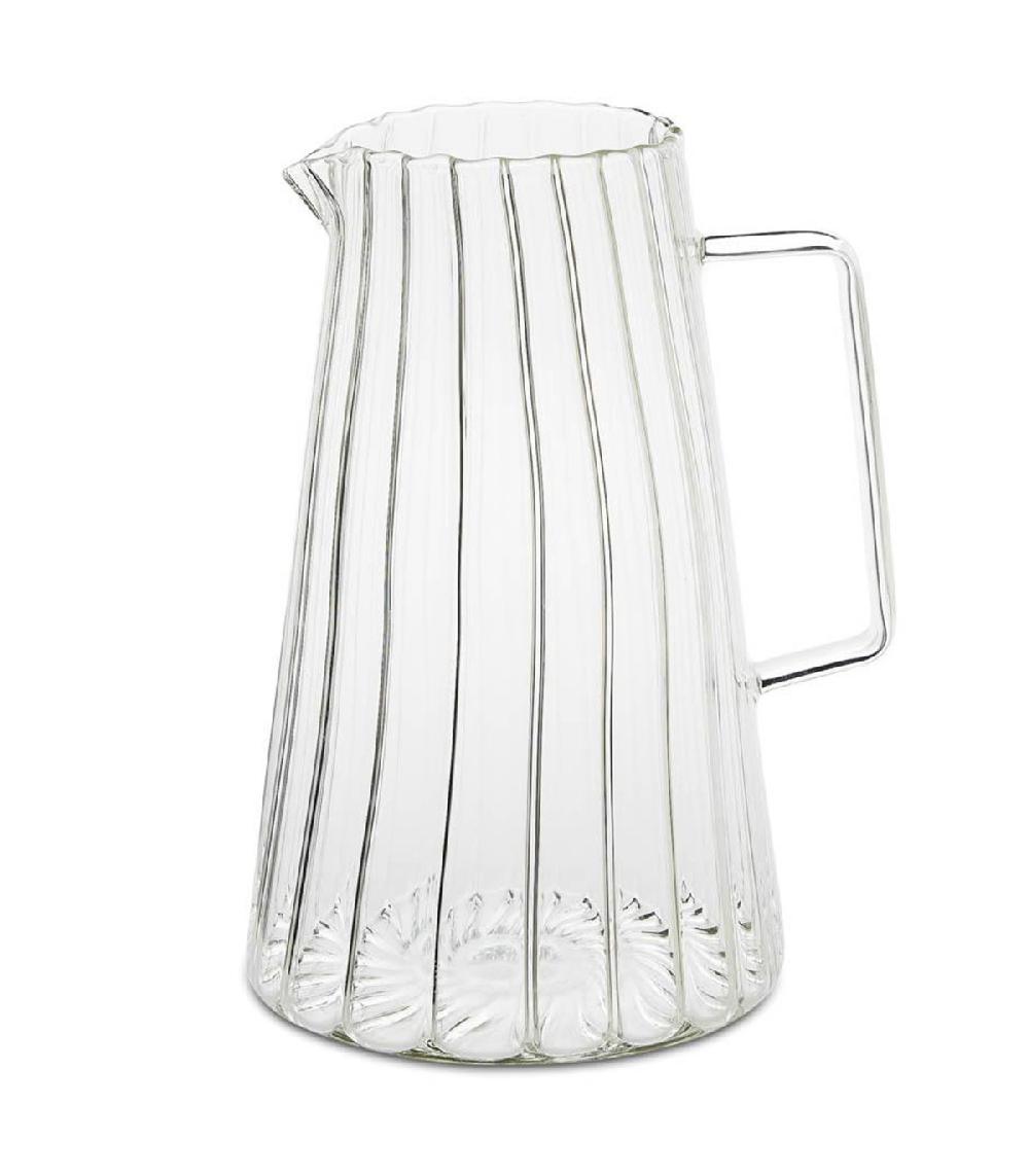 wadiga Carafe à eau en verre strié 1L 12.5x12.5x20cm
