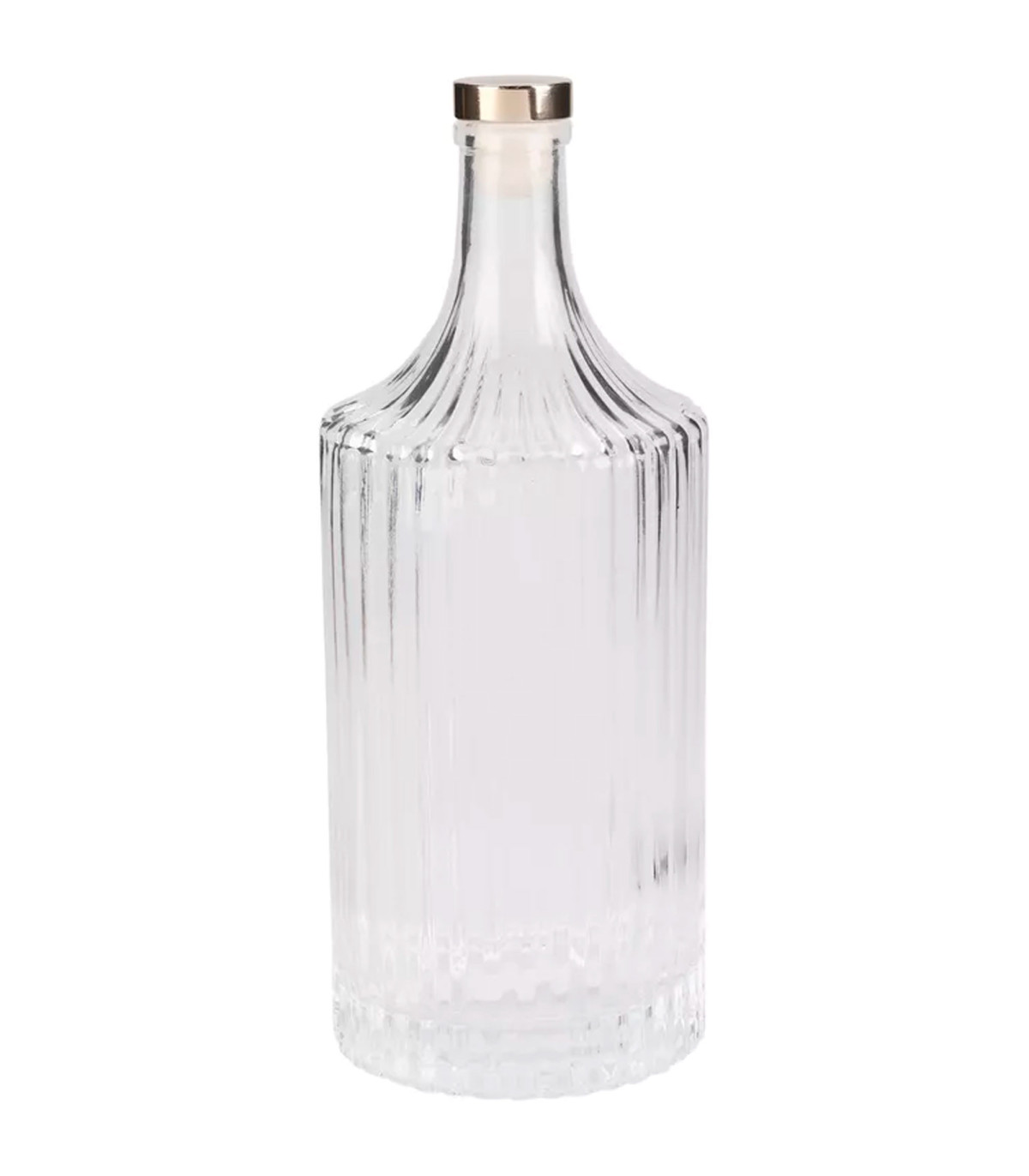 wadiga Carafe à eau en verre strié et bouchon doré 1L