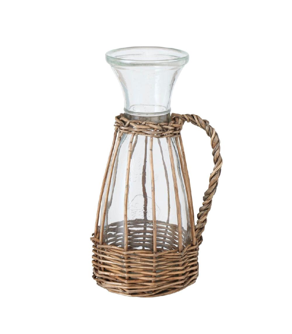 wadiga Carafe à eau ou jus de fruits en verre et bois 500ml
