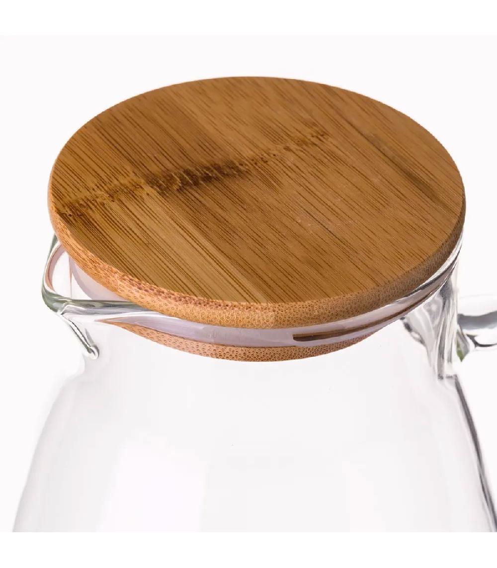 Wadiga Carafe à Jus De Fruits En Verre Et Bouchon Bambou 2L