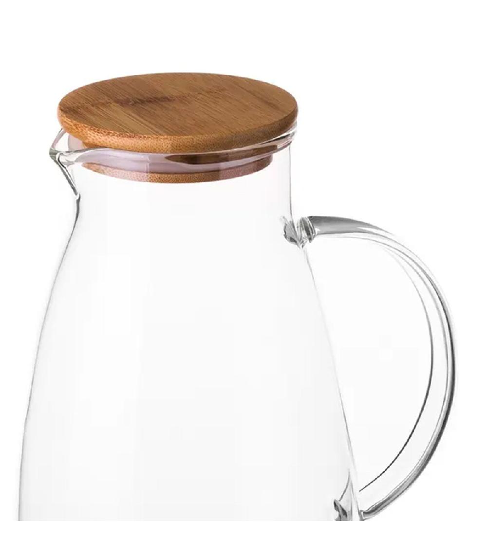 Wadiga Carafe à Jus De Fruits En Verre Et Bouchon Bambou 2L