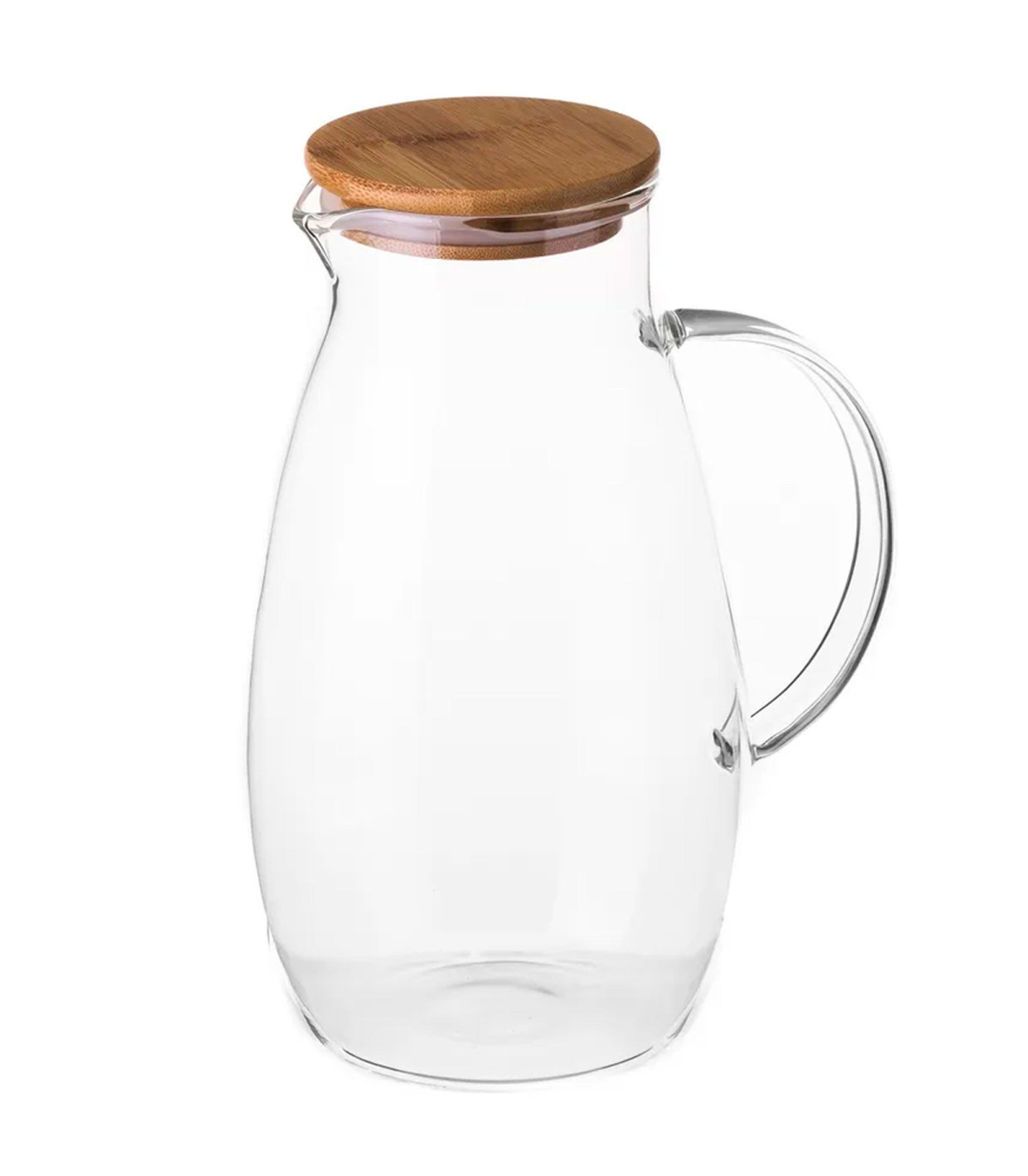 wadiga Carafe à jus de fruits en verre et bouchon bambou 2L