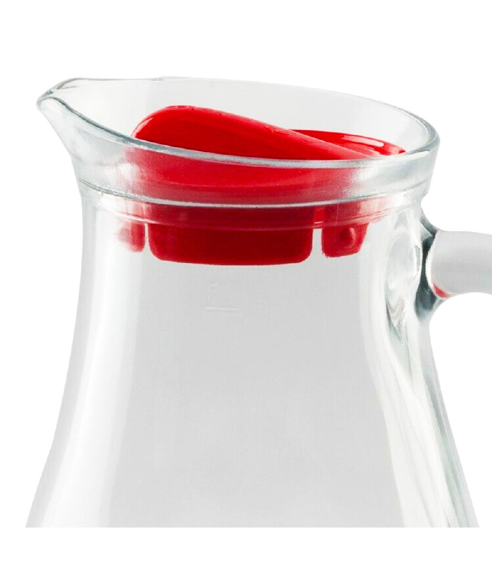 Wadiga Carafe à Jus De Fruits En Verre Et Bouchon Plastique Rouge 1L