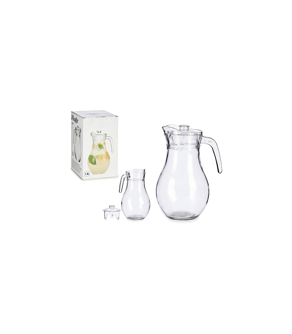 Wadiga Carafe à Jus De Fruits En Verre Et Bouchon Plastique - 1.8L