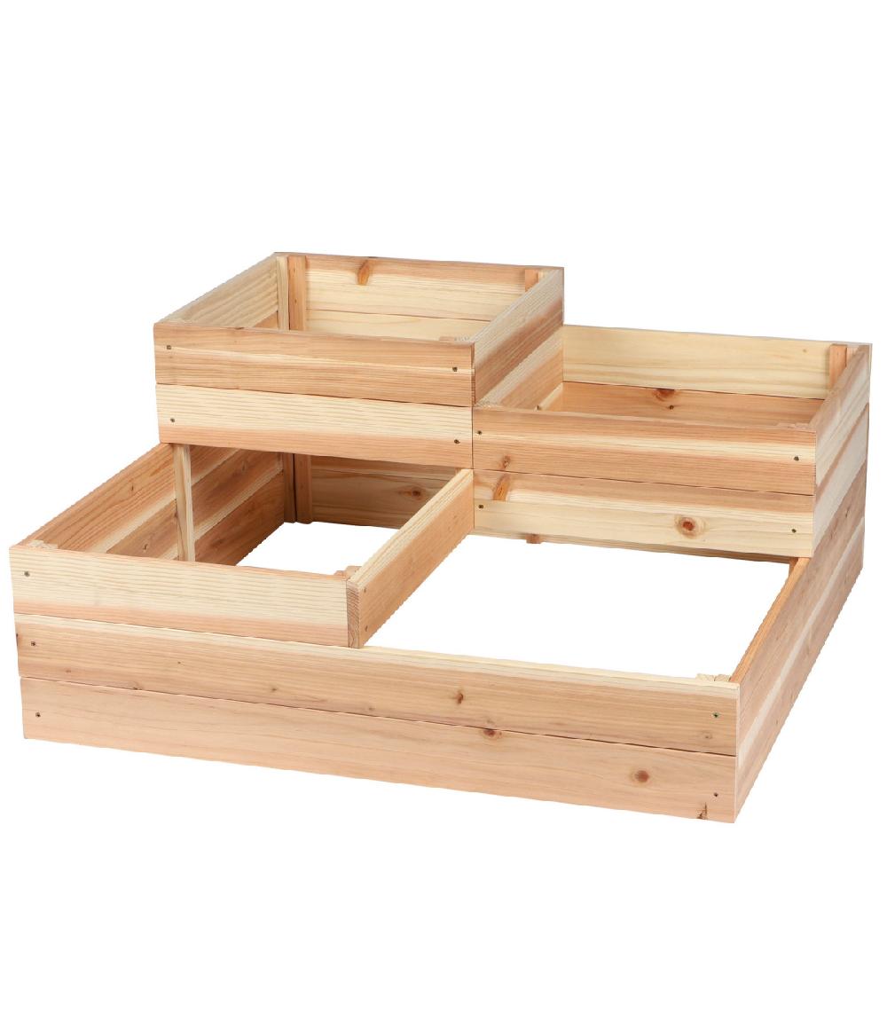 wadiga Carré potager en bois 4 niveaux 80x80x37.5cm
