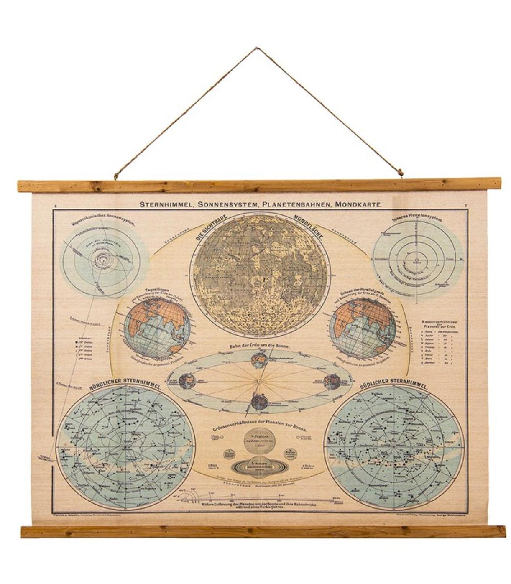wadiga Carte système solaire sur toile multicolore 100x76x2cm