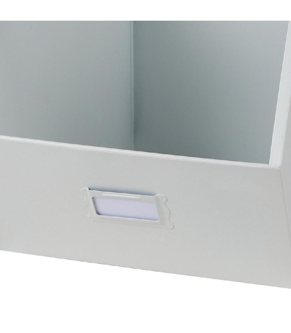 Wadiga Casier De Rangement En Métal Blanc Empilable Avec étiquette 32x23x21cm