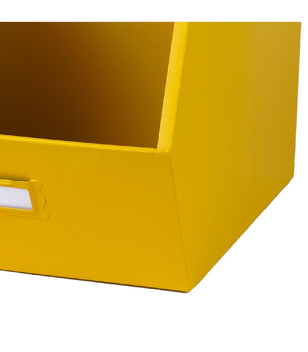 Wadiga Casier De Rangement En Métal Jaune Empilable Avec étiquette 32x23x21cm
