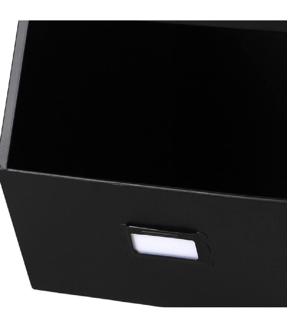 Wadiga Casier De Rangement En Métal Noir Empilable Avec étiquette 32x23x21cm