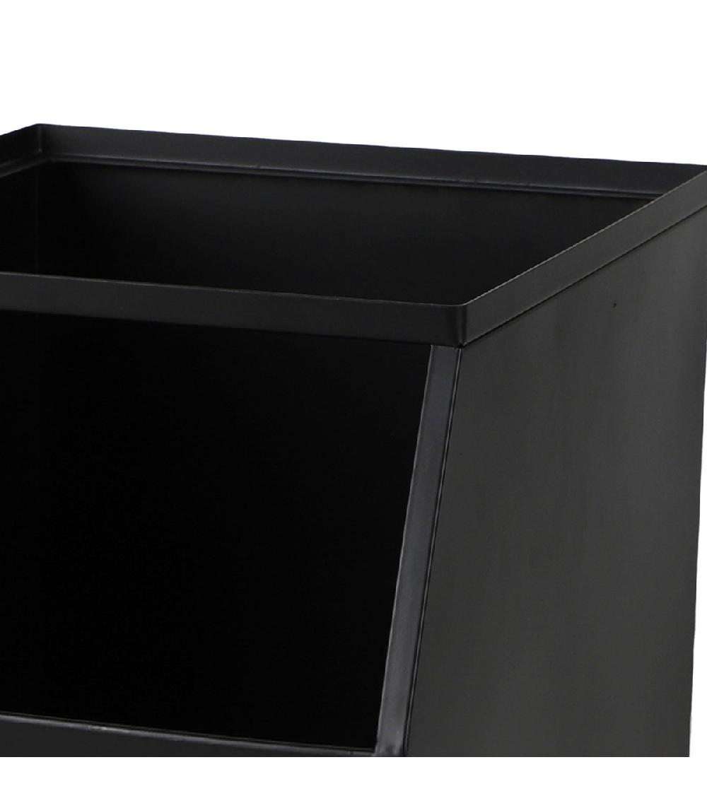 Wadiga Casier De Rangement En Métal Noir Empilable Avec étiquette 32x23x21cm