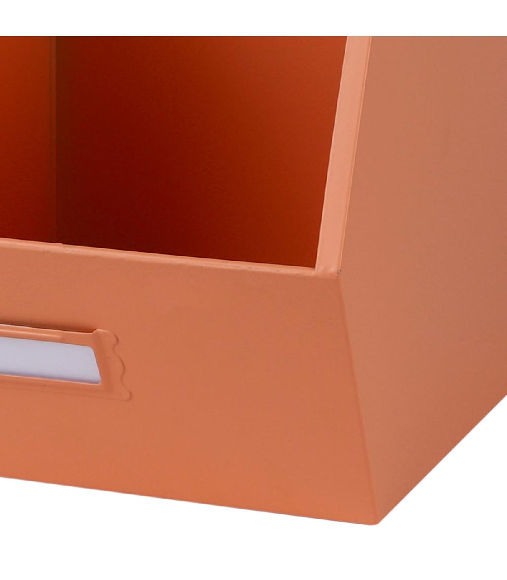 Wadiga Casier De Rangement En Métal Rose Empilable Avec étiquette 32x23x21cm